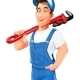 Plumber Man with Pipe Wrench. Work Occupation. Repair Service. - GraphicRiver Item for Sale