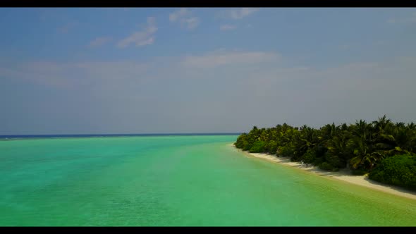 Aerial above abstract of paradise coast beach break by blue ocean and white sandy background of adve