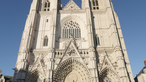 Gothic art of religious building in western France 4K 2160p 30fps UltraHD footage - City center cath