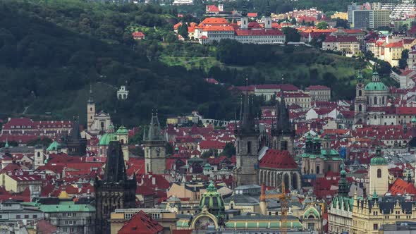 Panoramic View of Prague Timelapse From the Top of the Vitkov Memorial Czech Republic