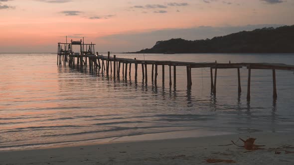 Fast motion Thailand Beach at Sunset with Dog