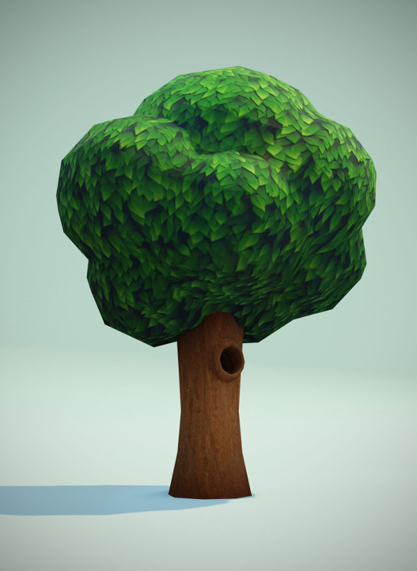 Cartoon Tree With Hollow 3D Model