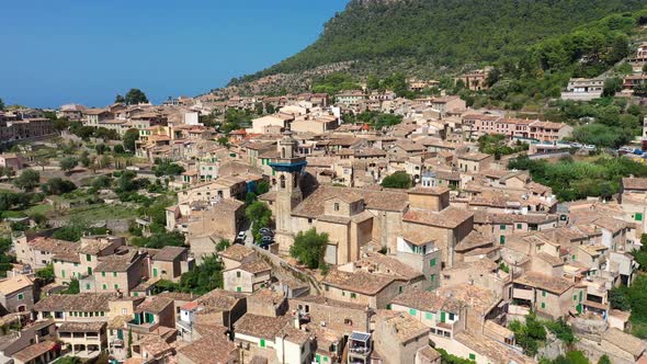 Aerial Drone Video Footage of Valdemossa Town, Mallorca