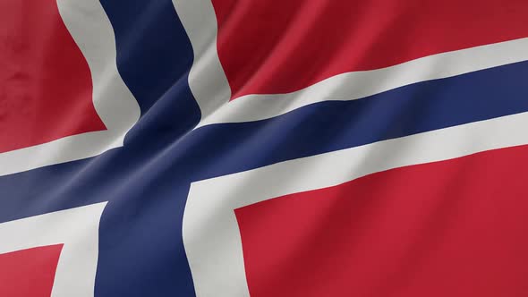 Norwegian flag waving in the wind.