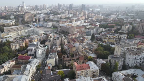 Cityscape of Kyiv, Ukraine. Aerial View, Slow Motion