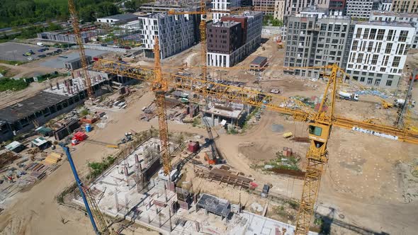 Drone Aerial View Construction of Residential Premises Residential Complex