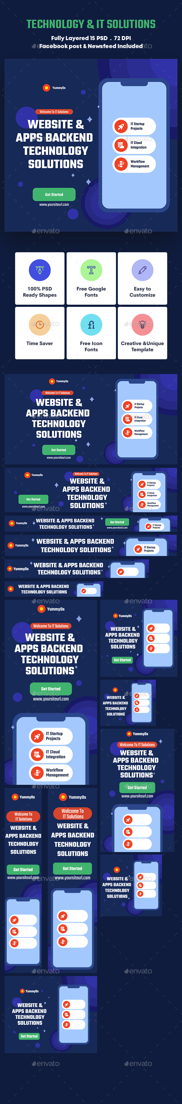 Technology and IT Solutions Banners Ad