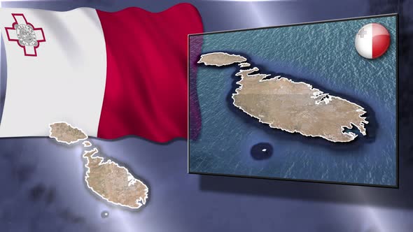 Malta Flag And Map Animation