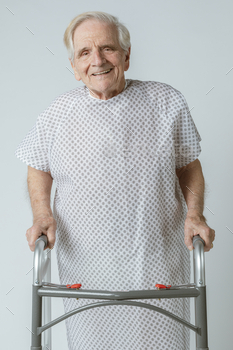 Senior patient with a zimmer frame