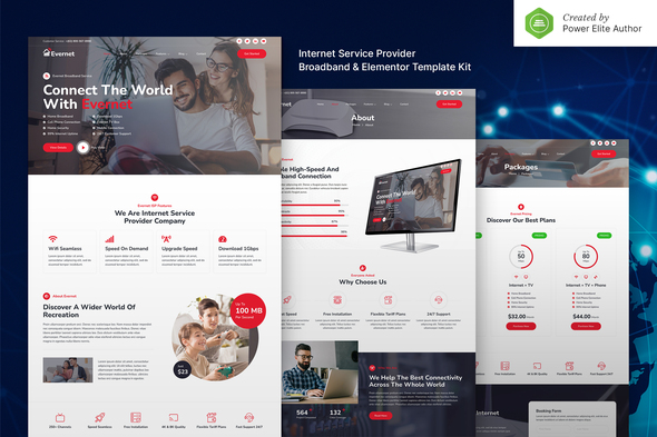 Evernet – Broadband & Internet Service Provider Elementor Template Kit