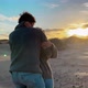 Relationship people man and woman hugging in love. Happy romantic adult couple in love enjoy sunset - VideoHive Item for Sale