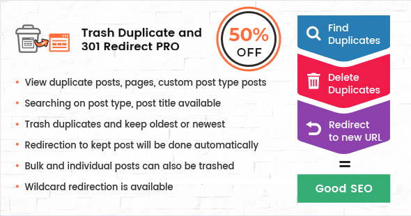 Trash Duplicate and 301 Redirect PRO1