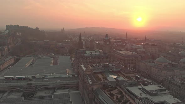 Flying a drone over the city of Edinburgh