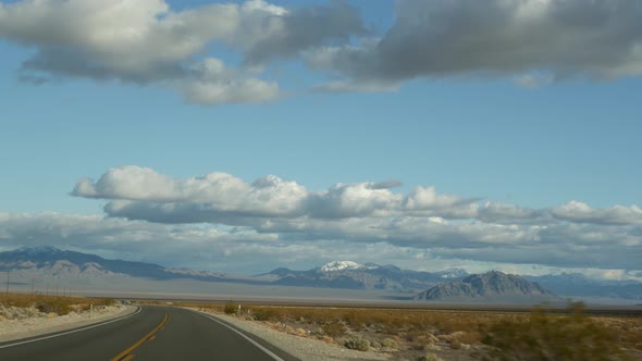 Road Trip Driving Auto From Death Valley to Las Vegas Nevada USA