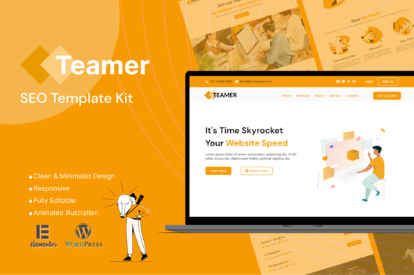 Teamer - SEO  Marketing Elementor Template Kit