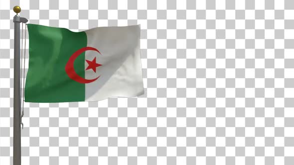 Algeria Flag on Flagpole with Alpha Channel