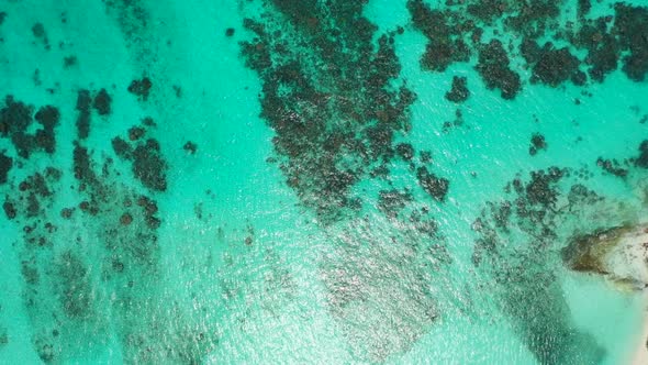 Aerial landscape of exotic sea view beach time by blue ocean with white sand background of a daytrip