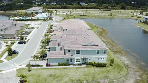 Aerial Drone View of American Suburb at Summertime