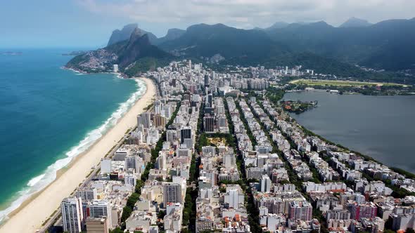 Rio de Janeiro Brazil. Tropical beach scenery. postcard of coastal city