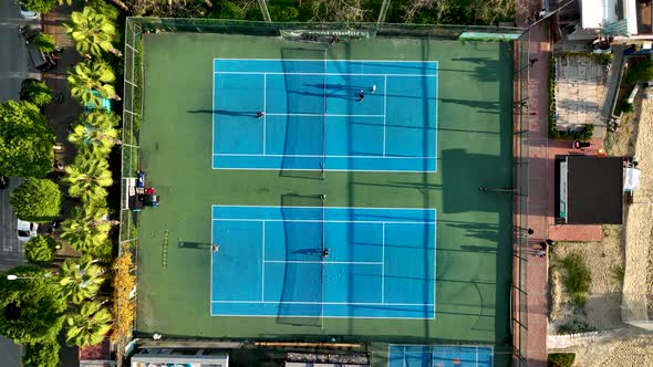 Beach Infrastructure Aerial View 4 k Alanya Turkey