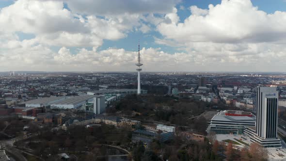 Heinrich Hertz TV Tower in Hamburg Rising Above the Urban City Center