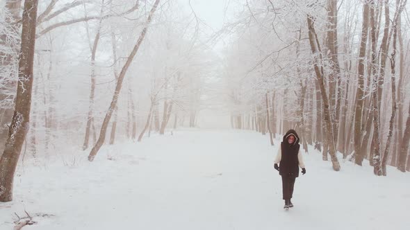 Person Walks In Freezing Cold Forest Narrative