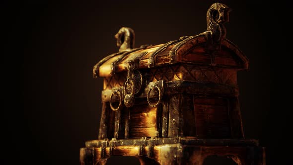 Closed Wooden Treasure Chest with Metal Clasp alt