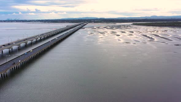 Aerial view of the Houghton Highway Bridge, Queensland, Australia.