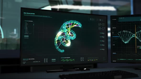 Biological Study of the DNA Helix Structure at the futuristic medical clinic alt