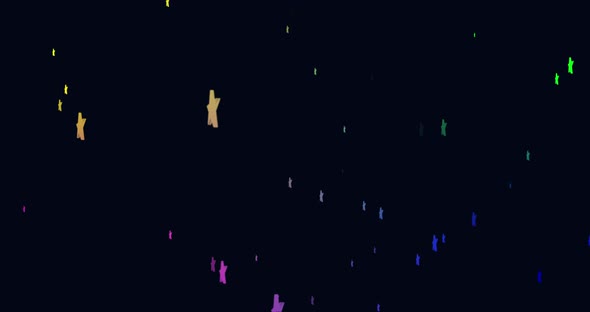 Animation of glowing multi coloured stars twinkling and falling in hypnotic motion  alt