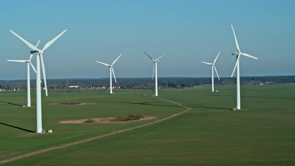 Windmill Wind Power Technology  Aerial Drone View on Wind Power Solution