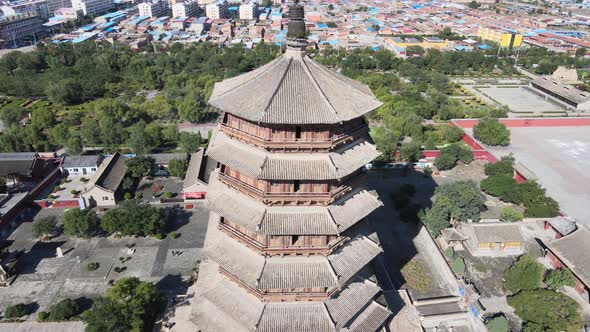 Wooden Pagoda in China, Famous Landmark Building