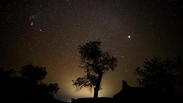 Time lapse of Orion the Hunter moving through the nights sky