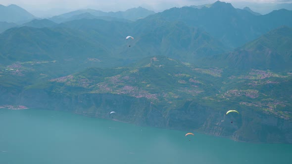 Garda Lake with Beautiful Mountains in the Mist