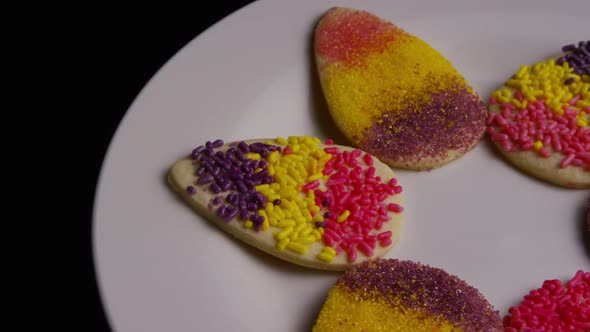 Cinematic, Rotating Shot of Easter Cookies on a Plate