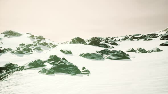 Lava Rock and Snow in Winter Time in Iceland