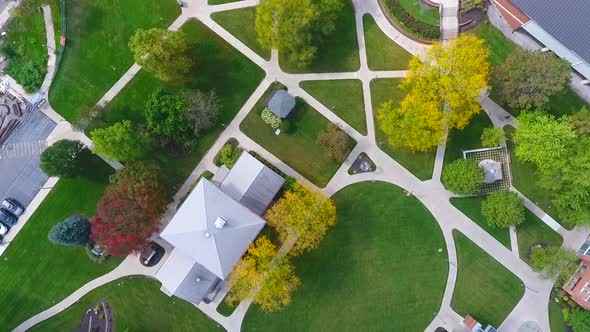 Looking Down Aerial View of College Campus in Indiana