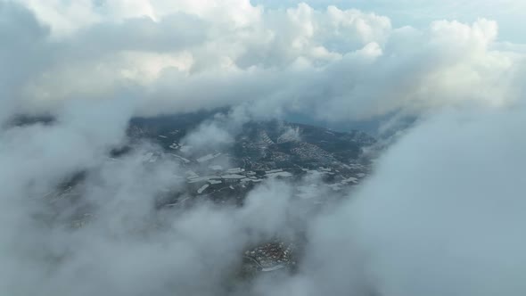 Clouds Over the city aerial view 4 K