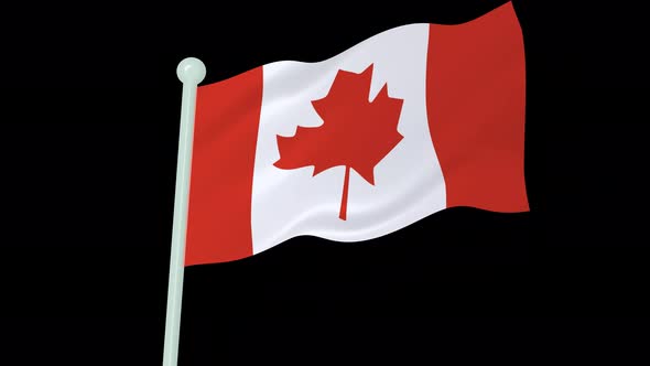 Canada Flag Flying Wavy Animated Black Background