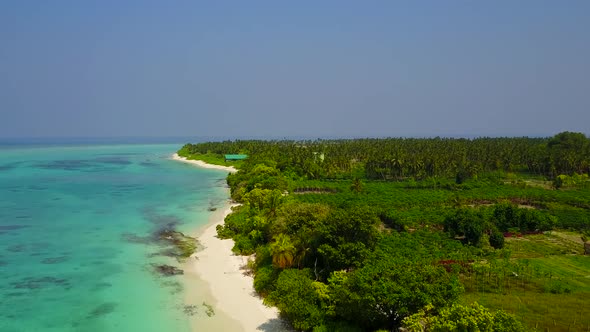 Drone nature of shore beach by blue sea and sand background