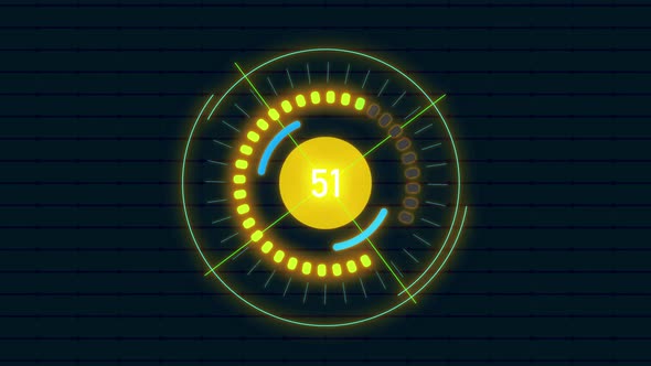 abstract colorful Radar HUD Screen Animation 4K on grid line background.
