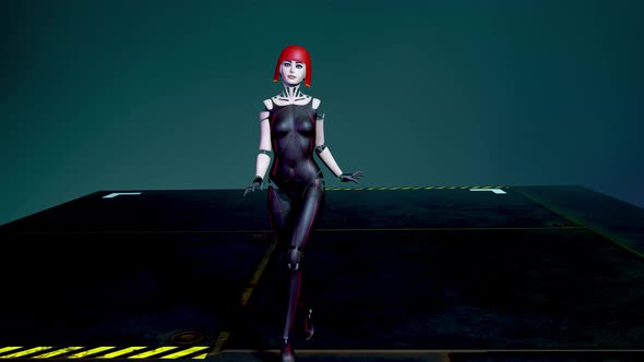 Beautiful Cyborg Girl Defiles on the Catwalk