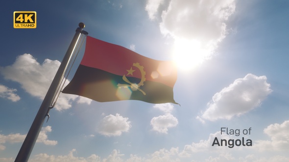 Angola Flag on a Flagpole V2 - 4K