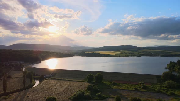 Aerial view of Teply vrch reservoir in Slovakia