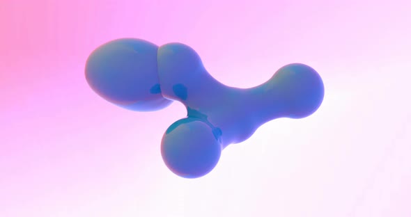 Fluid Molecules Combination Slow Motion on Gradient Pink and Orange Background.