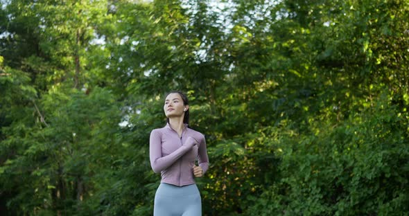 Asian young woman running