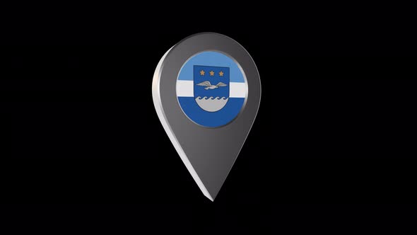 3d Animation Map Navigation Pointer With Flag Of  Jurmala (Latvia) With Alpha Channel - 4K