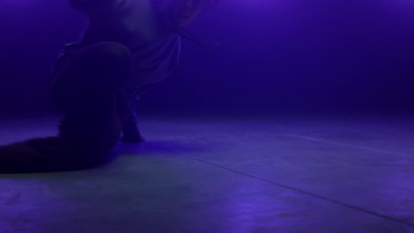 Talented Performer Breakdancing Nightclub Ultraviolet Backlit