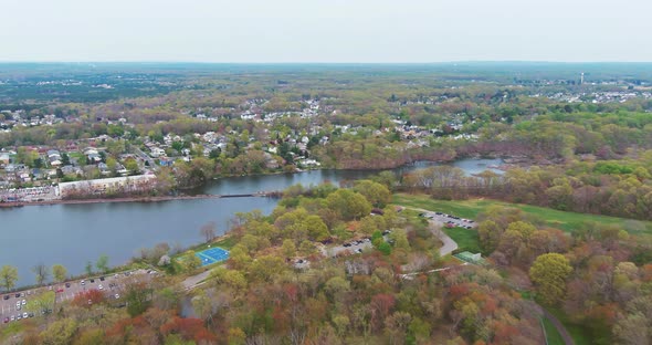 Top View of Park in the Recreation Area Beautiful View on Green Forest