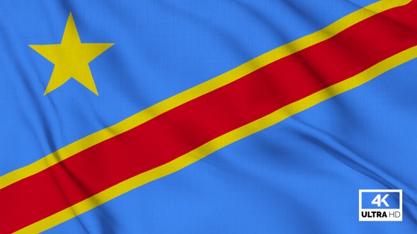 Congo Democratic Republic Flag Waving Slowly Looped